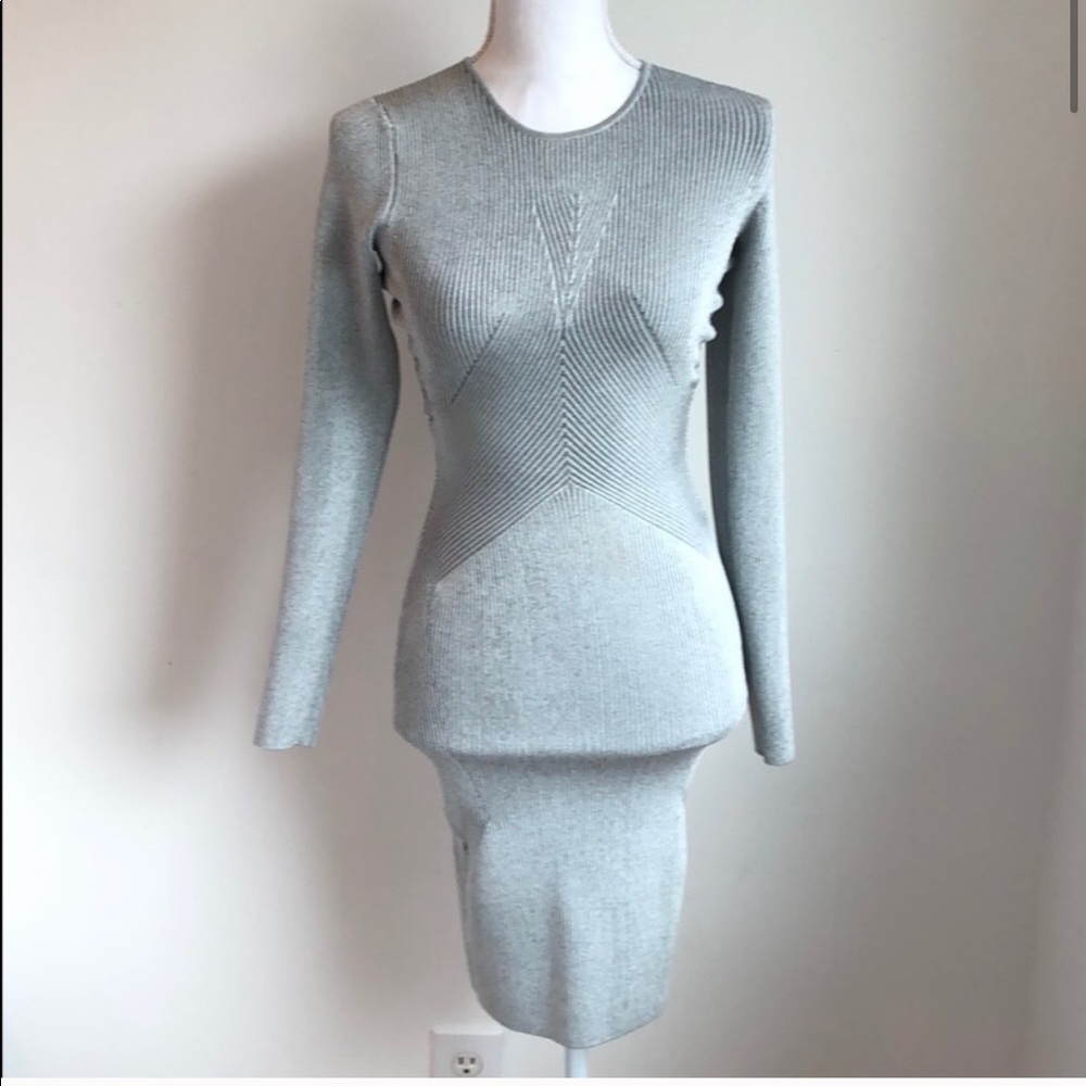 Ronny Kobo Small Midi Grey Sweater Ribbed Dress